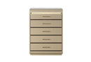 Genesis - 5 Piece Full Bedroom Set (Bed, Dresser & Mirror, Nightstand, Chest) - Gold