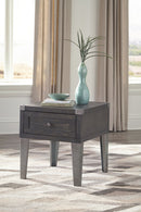 Todoe - Rectangular End Table - Dark Gray