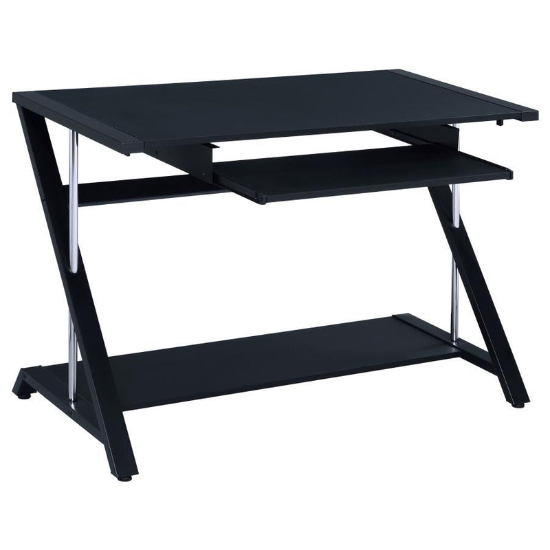 Mallet - Computer Desk With Bottom Shelf - Black