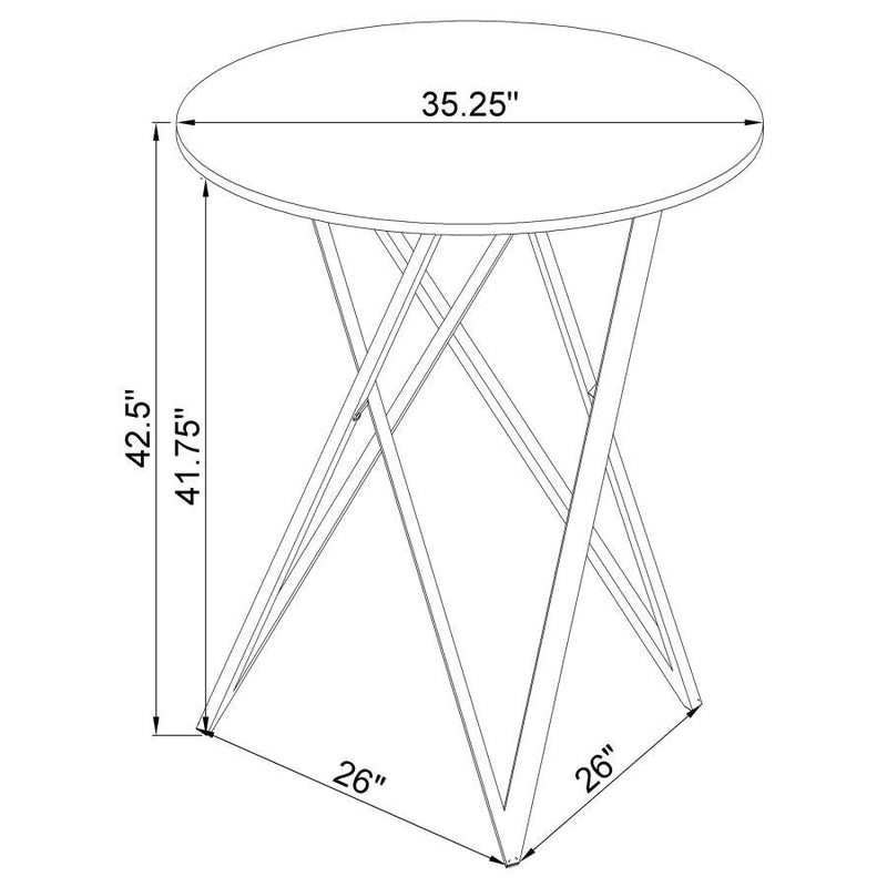 Bexter - Faux Marble Round Top Bar Table - White And Chrome