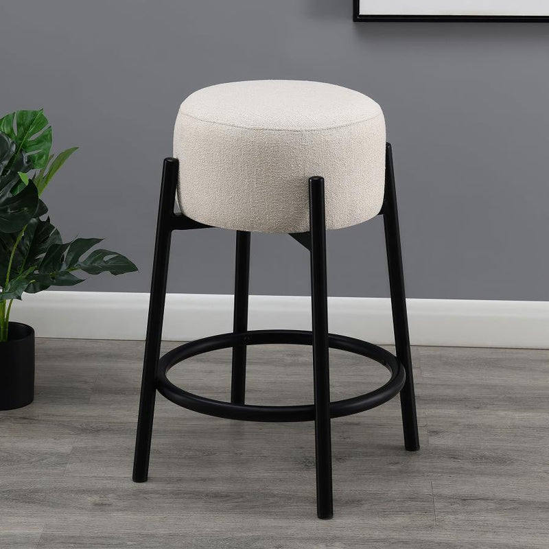 Leonard - Upholstered Backless Round Stools (Set of 2)