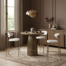 Lupita - Vegan Leather Upholstered Bar Stool With Brushed Gold Frame (Set of 2)