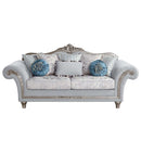 Pelumi - Sofa With 8 Pillows - Light Gray Linen & Platinum