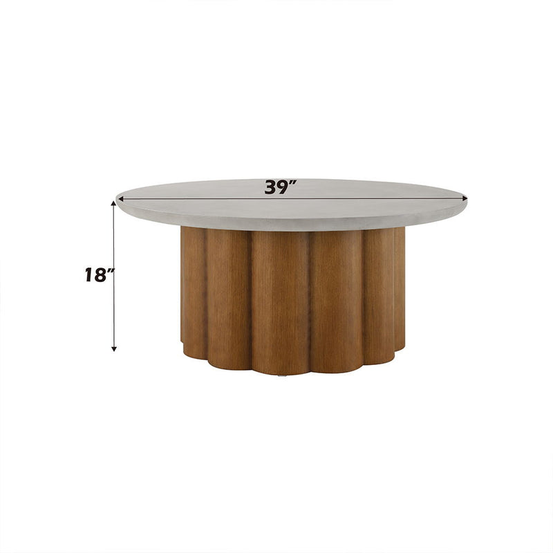 Evelyn - Coffee Table - Faux Concrete Top & Walnut  Finish