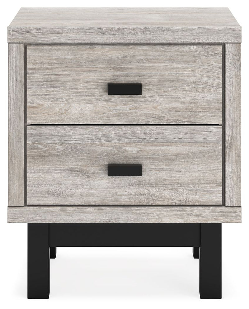 Vessalli - Black / Gray - Two Drawer Nightstand