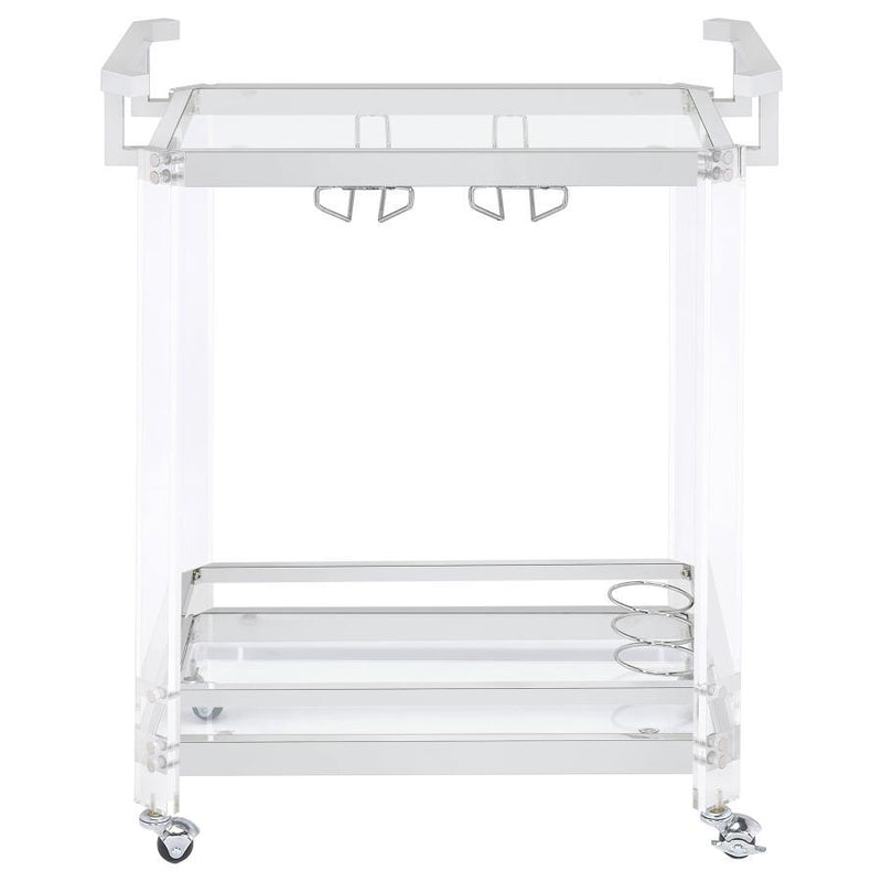 Jefferson - 2-Tier Glass Shelf Acrylic Bar Cart - Chrome