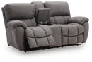 Bakerstein - Power Recline Loveseat/Console/Adjustable Headrest - Galaxy