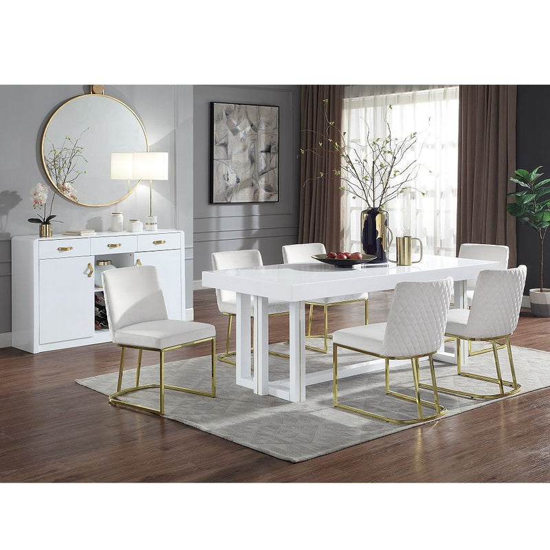 Zazie - Side Chair (Set of 2) - White Velvet & Gold