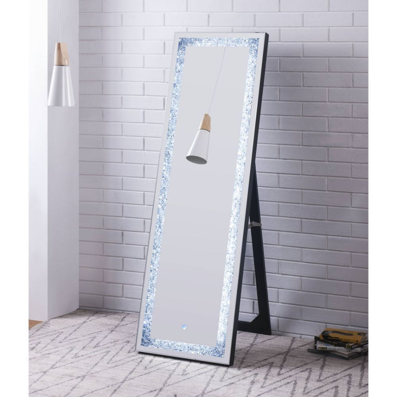 Noralie - Floor Mirror - Mirrored & Faux Diamonds - 60"