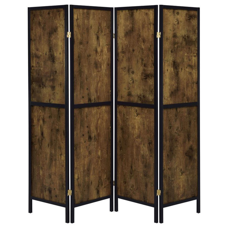 Deepika - 4-Panel Room Divider Folding Screen - Rustic Nutmeg