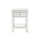 Nysa - 18" X 14" Accent Table - Mirrored & Faux Crystals