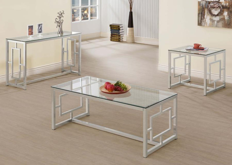 Merced - Rectangular Glass Top Coffee Table - Nickel