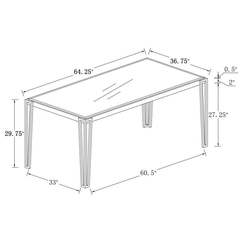 Pauline - Rectangular Dining Table With Metal Leg - White And Chrome