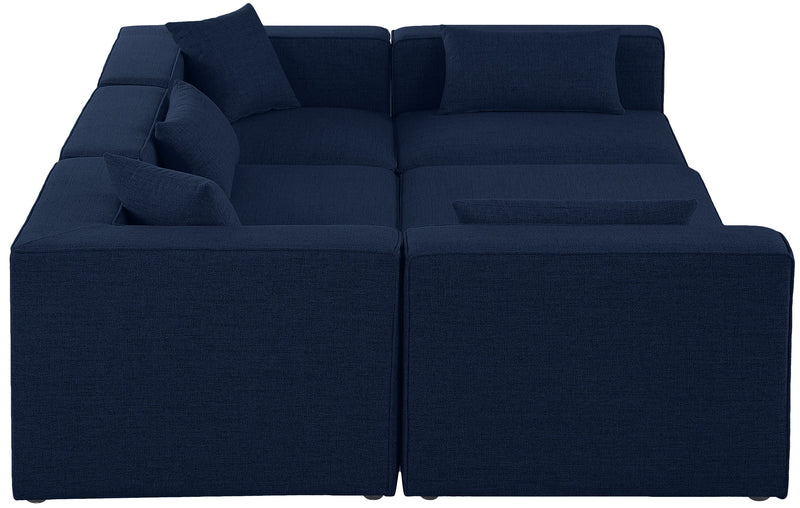 Cube - Modular Sectional 6 Piece - Navy - Fabric