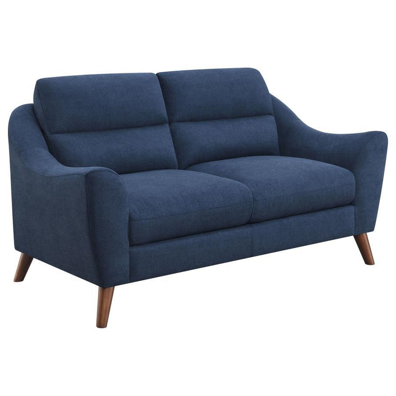 Gano - Upholstered Sloped Arm Loveseat - Navy Blue