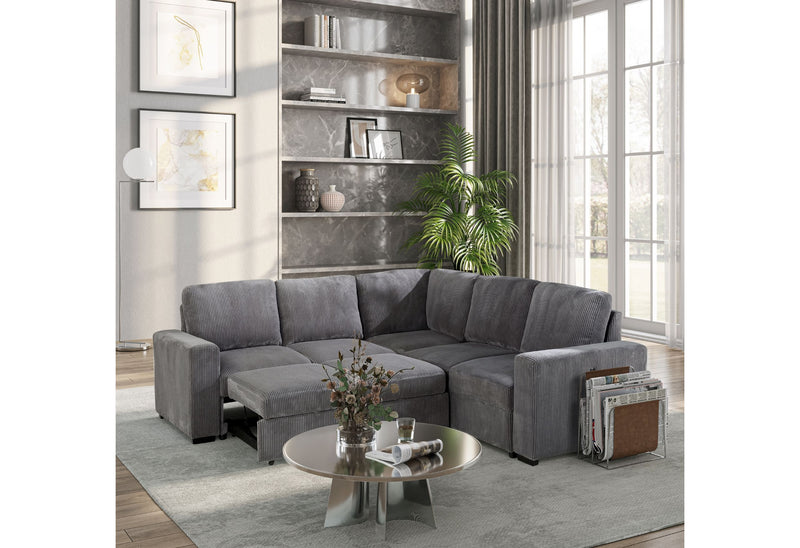 U2660 - Sectional Without Chaise And With Pullout - Gray