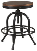 Valebeck - Swivel Barstool (Set of 2) - Brown / Black