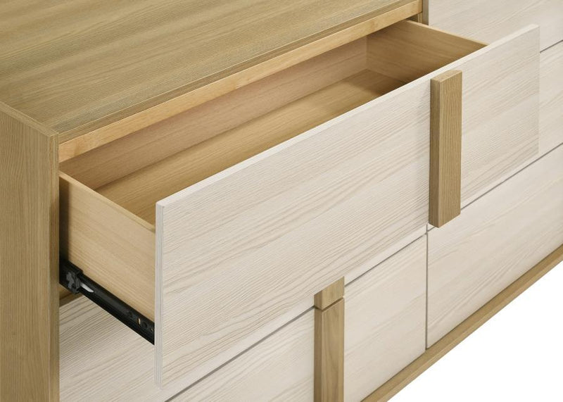 Hyland - 6 Drawers Dresser With Mirror - Natural