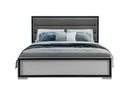 Amelia - 4 Piece King Bedroom Set (King Bed With LED, Dresser, Mirror And Nightstand) - Black / Gray