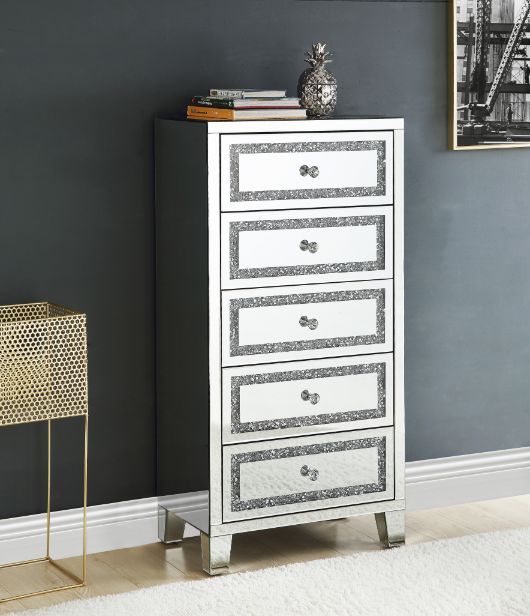 Noor - Cabinet - Mirrored & Faux Diamonds Inlay