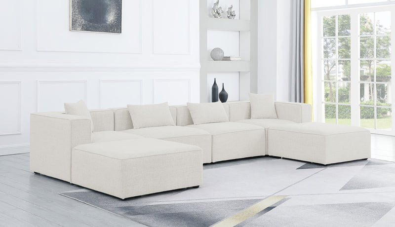 Cube - Modular Sectional 6 Piece - Cream - Fabric