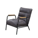 Nignu - Accent Chair - Gray Top Grain Leather & Matt Iron