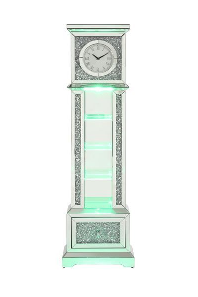 Noralie - Grandfather Clock - Mirrored & Faux Diamonds - Wood