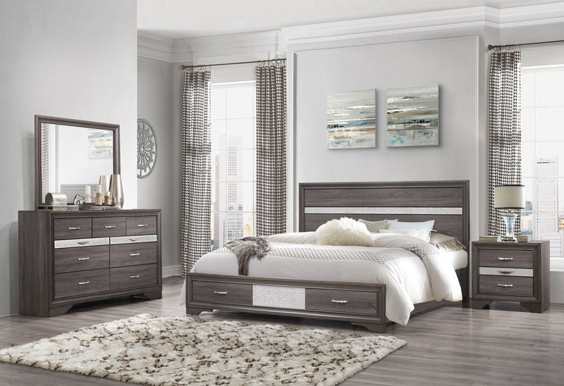 Seville - 4 Piece Queen Bedroom Set (Queen Bed, Dresser, Mirror, Nightstand) - Gray