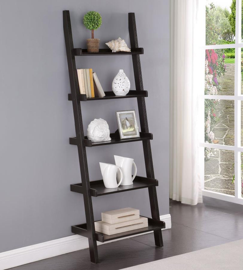 Colella - 5-Shelf Ladder Bookcase - Cappuccino