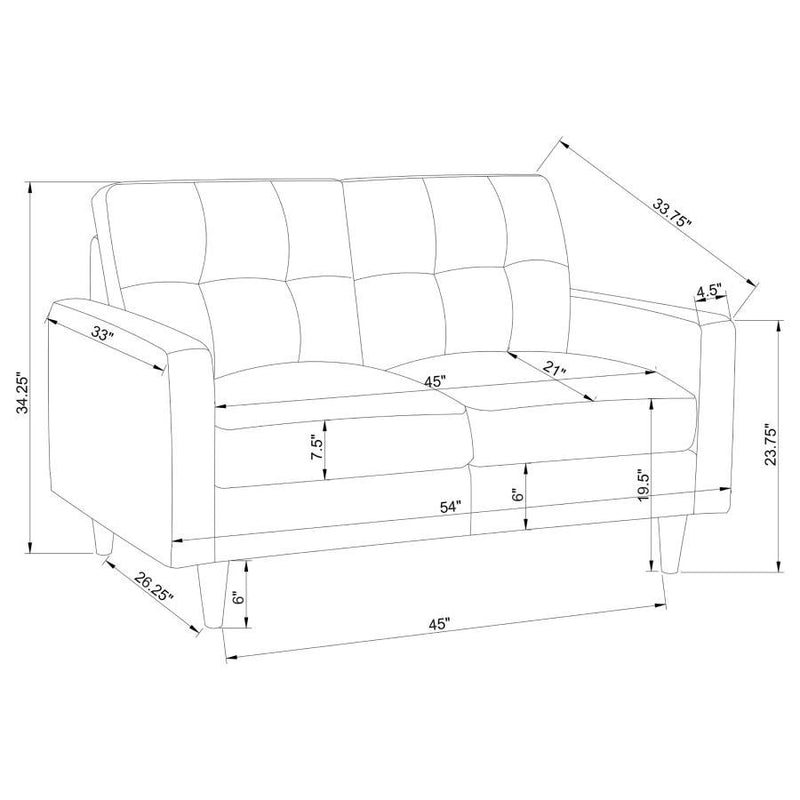 Watsonville - Tufted Back Loveseat - Gray