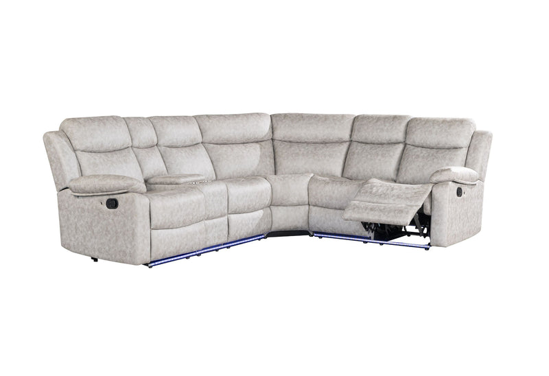 U6026 - Sectional With LED And 2 Recliners - Light Gray