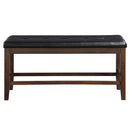Urbana - Counter Height Bench - Black Synthetic Leather & Espresso