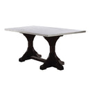 Gerardo - 30" Dining Table - White Marble Top & Weathered Espresso