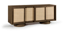 Windsor - Solid Wood And Brown Cane Sideboard / Buffet With Cylindrical Legs - Brown
