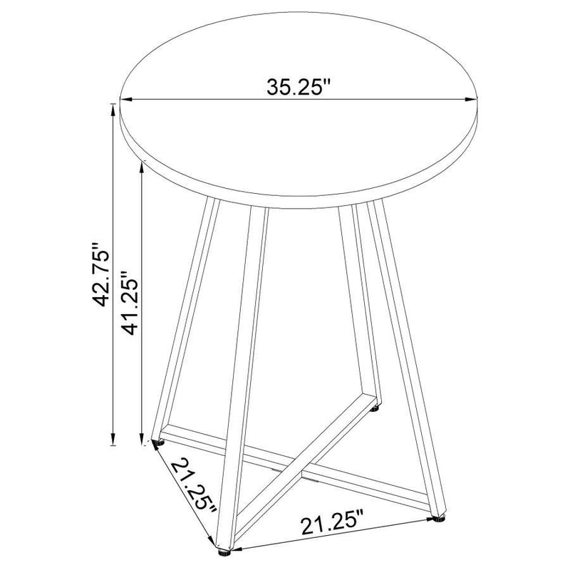 Burkhart - Sled Base Round Bar Table - Brown Oak And Chrome