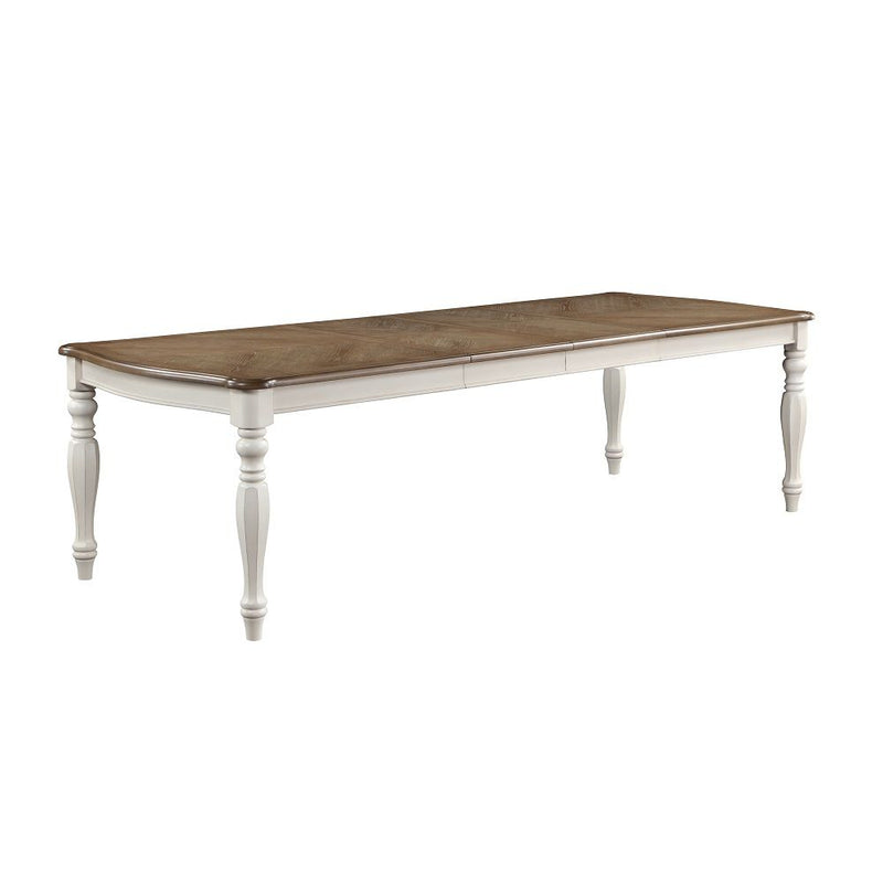 Florian - Dining Table With 2 Leaves - Oak & Antique White