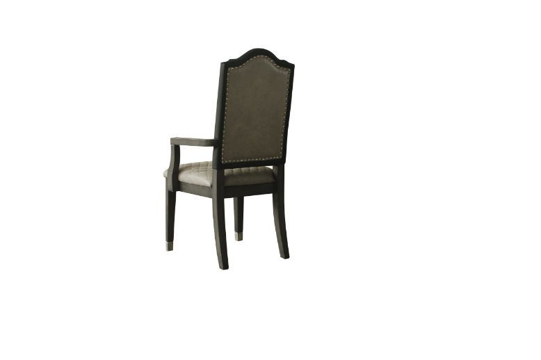 House Beatrice - Arm Chair (Set of 2) - Two Tone Gray Fabric & Charcoal