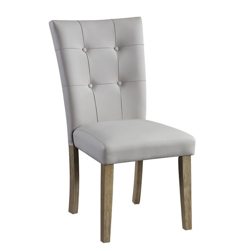 Charnell - Side Chair (Set of 2) - Gray Synthetic Leather & Oak