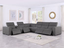 1208 - 7 Piece L-Shaped Leather Reclining Sectional With 4 Power Recliners