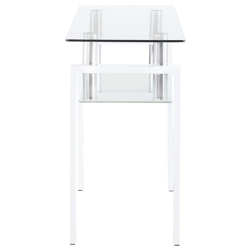 Dyer - Rectangular Glass Top Entryway Sofa Console Table - White