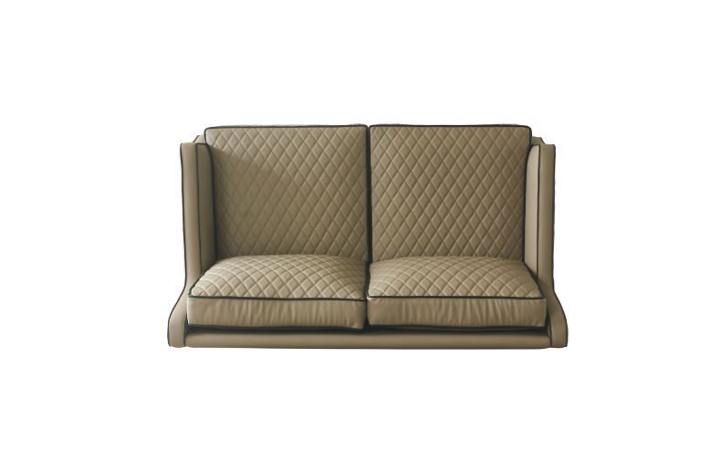 House - Marchese Loveseat - Tan PU & Tobacco Finish