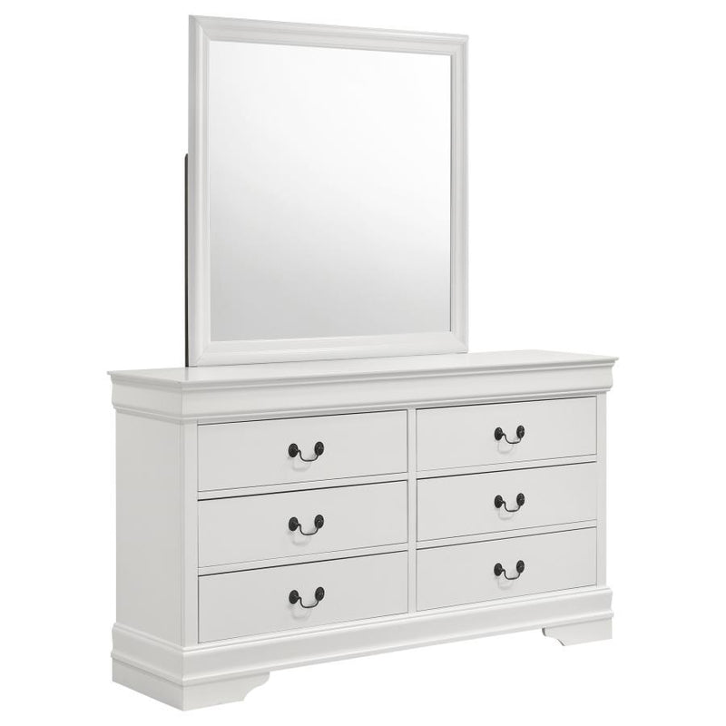 Louis Philippe - 6 Drawers Dresser and Mirror - White