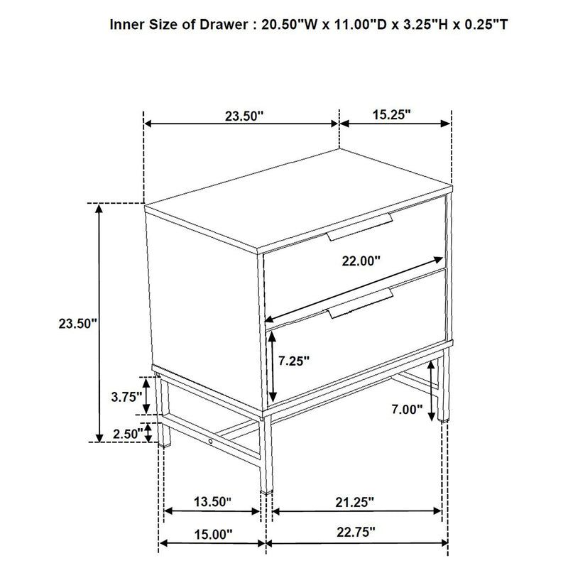 Sonora - 2-Drawer Nightstand Bedside Table - White