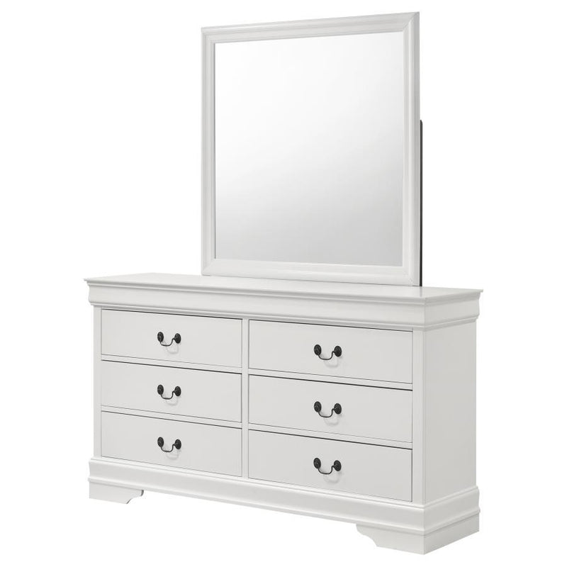 Louis Philippe - 6 Drawers Dresser and Mirror - White