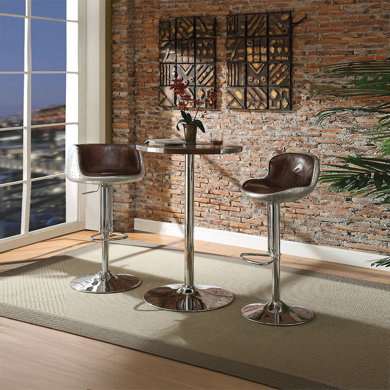 Brancaster - Stool - Vintage Brown Top Grain Leather & Aluminum