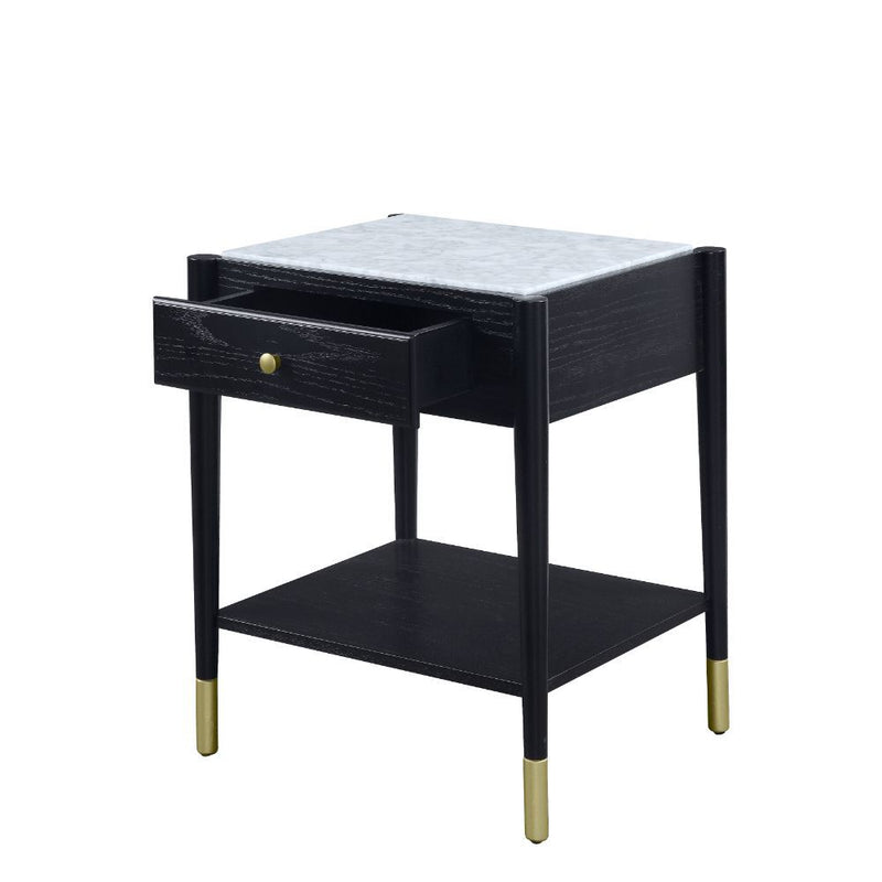 Atalia - End Table - Marble & Black