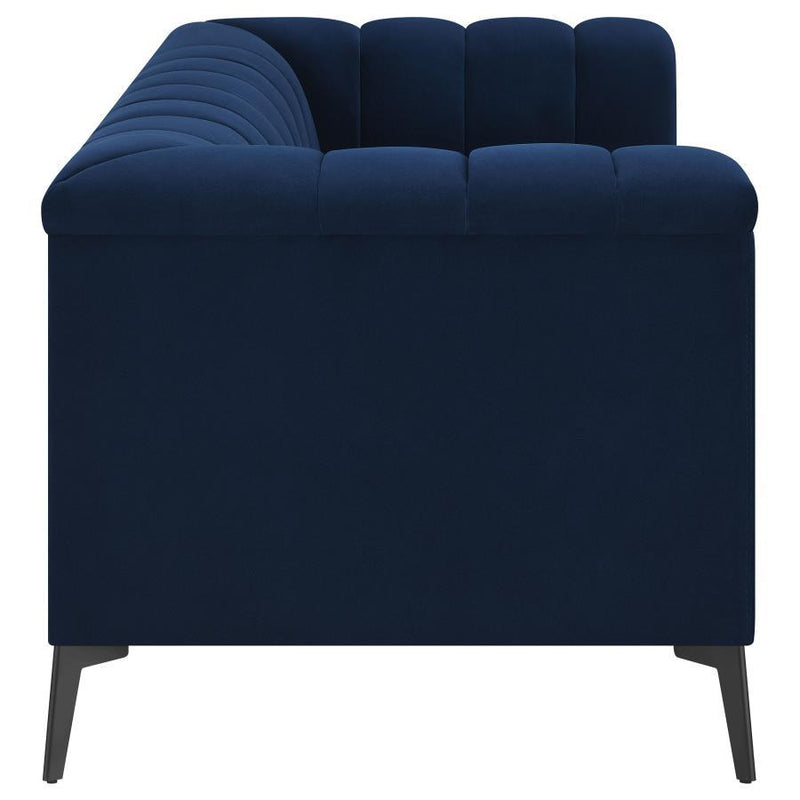 Chalet - Upholstered Tuxedo Arm Tufted Loveseat - Blue