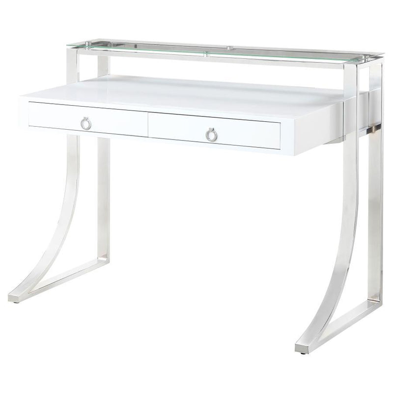 Gemma - 2-Drawer Writing Desk - White High Gloss