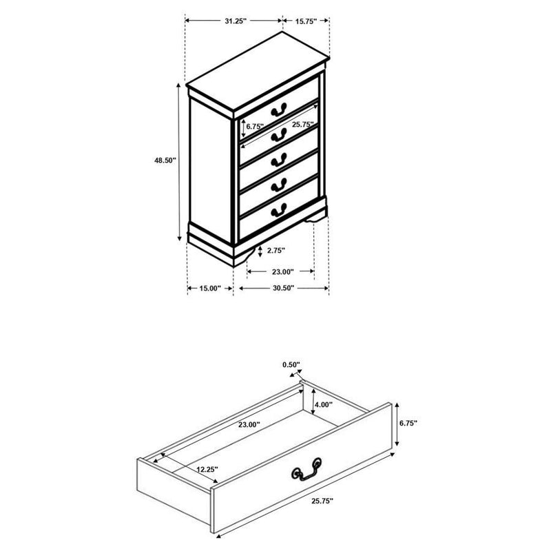 Louis Philippe - Five-drawer Chest