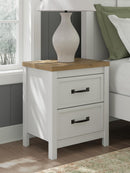Kerisden - Two Drawer Night Stand - White / Brown